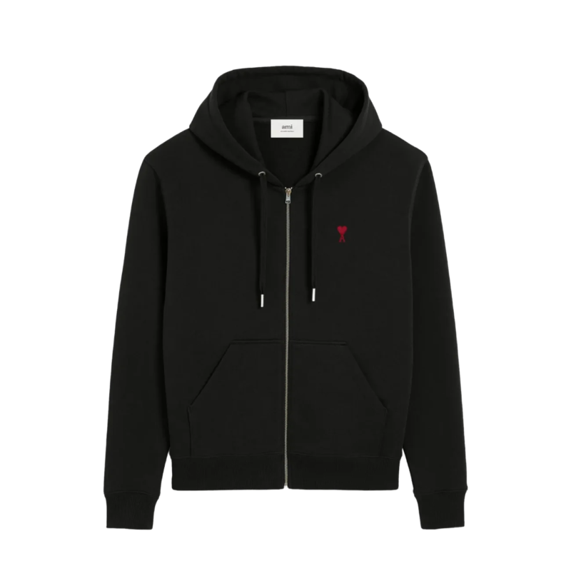 AMI Paris Zipped Sweatshirt AMI De Coeur Black
