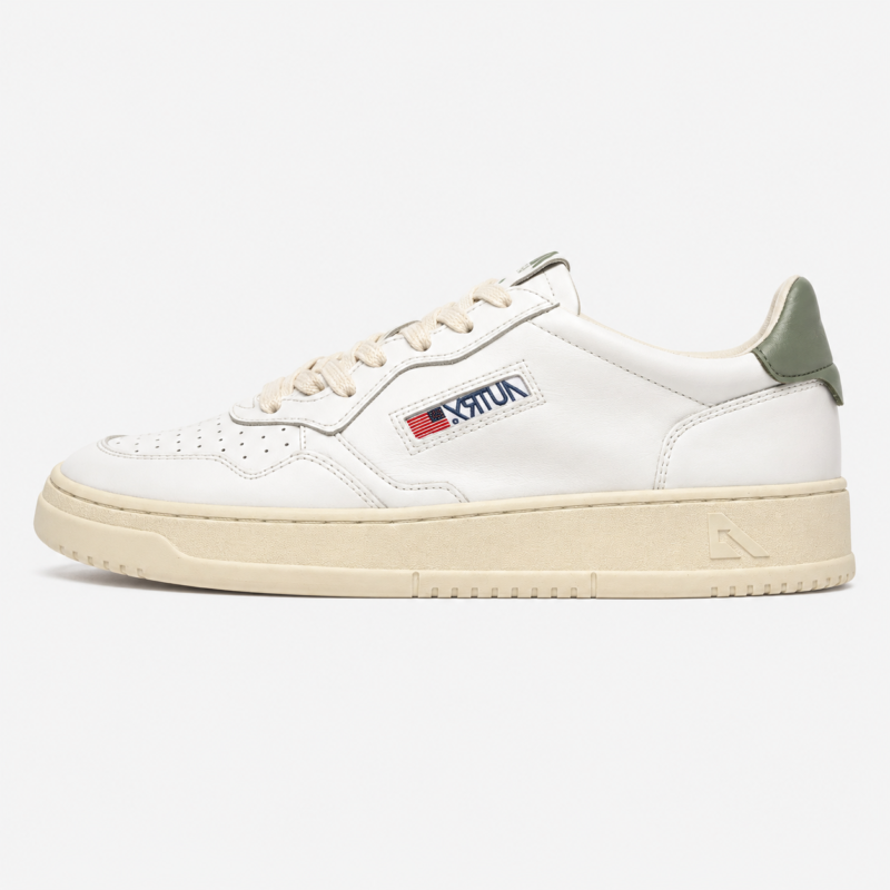 AUTRY Medalist Low Leather Leather White Sea Grass